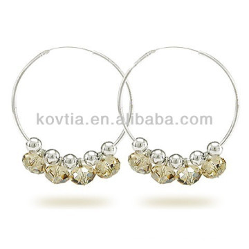 Nouvelle boucle d&#39;oreille en cristal sterling 925 en argent sterling